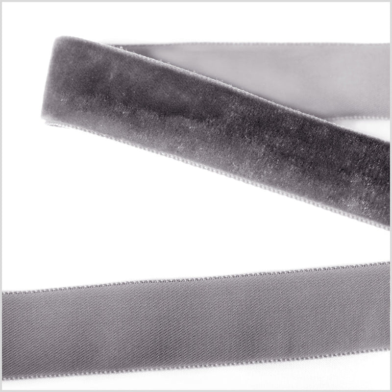 Single Faced Velvet Ribbon Made in Italy - 7/8" - Dark Gray - Sabine Collection