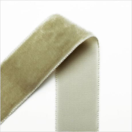 Single Faced Velvet Ribbon Made in Italy - 7/8" - Khaki - Sabine Collection