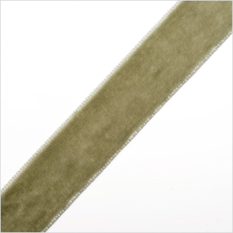 Single Faced Velvet Ribbon Made in Italy - 7/8" - Khaki - Sabine Collection