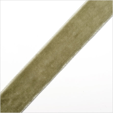 Single Faced Velvet Ribbon Made in Italy - 7/8" - Khaki - Sabine Collection