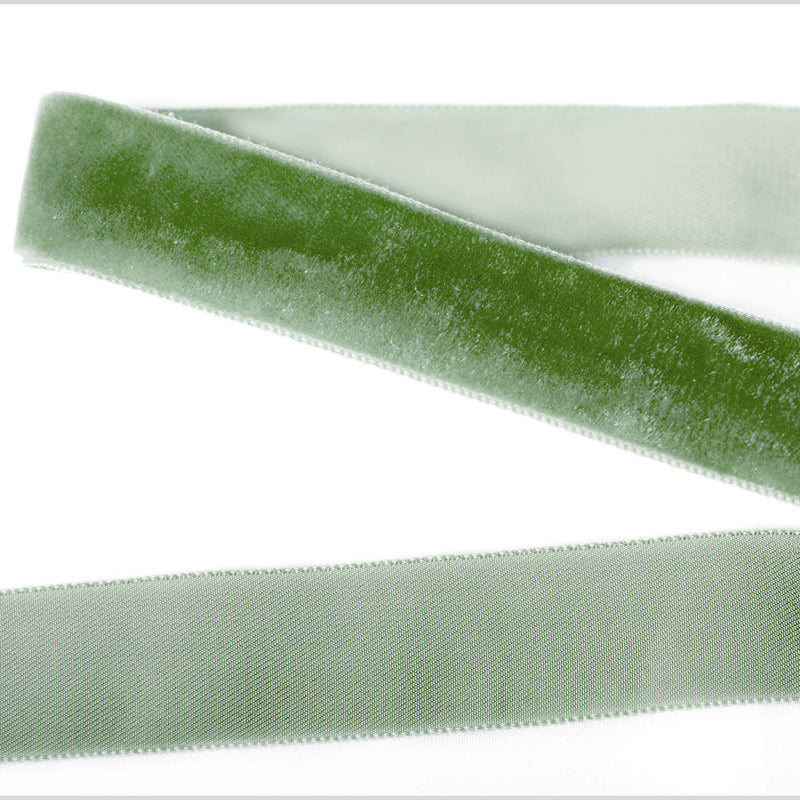 Single Faced Velvet Ribbon Made in Italy - 7/8" - Light Green - Sabine Collection
