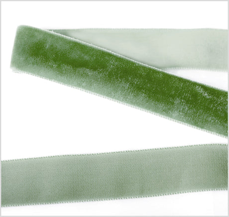 Single Faced Velvet Ribbon Made in Italy - 7/8" - Light Green - Sabine Collection