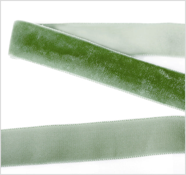 Single Faced Velvet Ribbon Made in Italy - 7/8" - Light Green - Sabine Collection