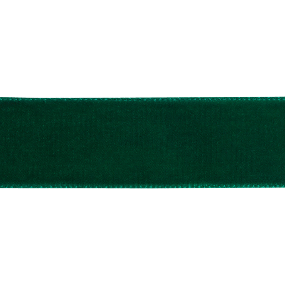 Single Faced Velvet Ribbon Made in Italy - 7/8" - Emerald - Sabine Collection