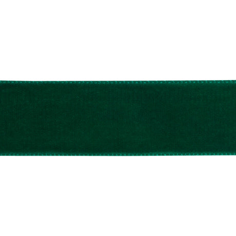 Single Faced Velvet Ribbon Made in Italy - 7/8" - Emerald - Sabine Collection