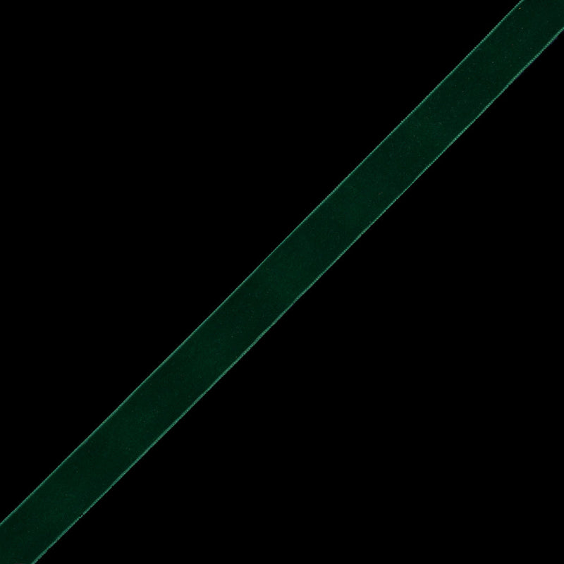 Single Faced Velvet Ribbon Made in Italy - 7/8" - Dark Green - Sabine Collection