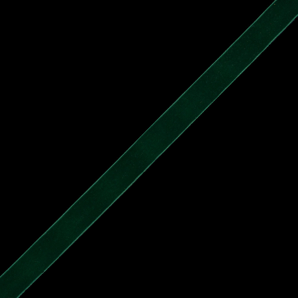 Single Faced Velvet Ribbon Made in Italy - 7/8" - Dark Green - Sabine Collection