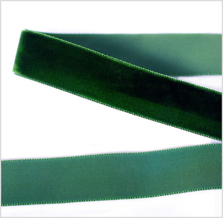 Single Faced Velvet Ribbon Made in Italy - 7/8" - Midnight Green - Sabine Collection