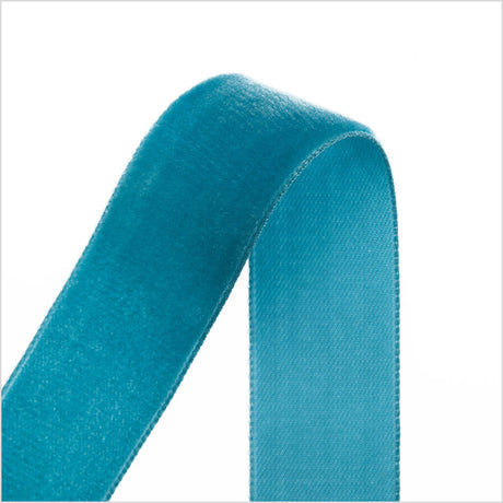 Single Faced Velvet Ribbon Made in Italy - 7/8" - Dark Turquoise - Sabine Collection