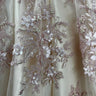 Beaded 3D Floral Lace Fabric - 3D Floral Beaded Embroidery, 50" Wide (1 Yard)