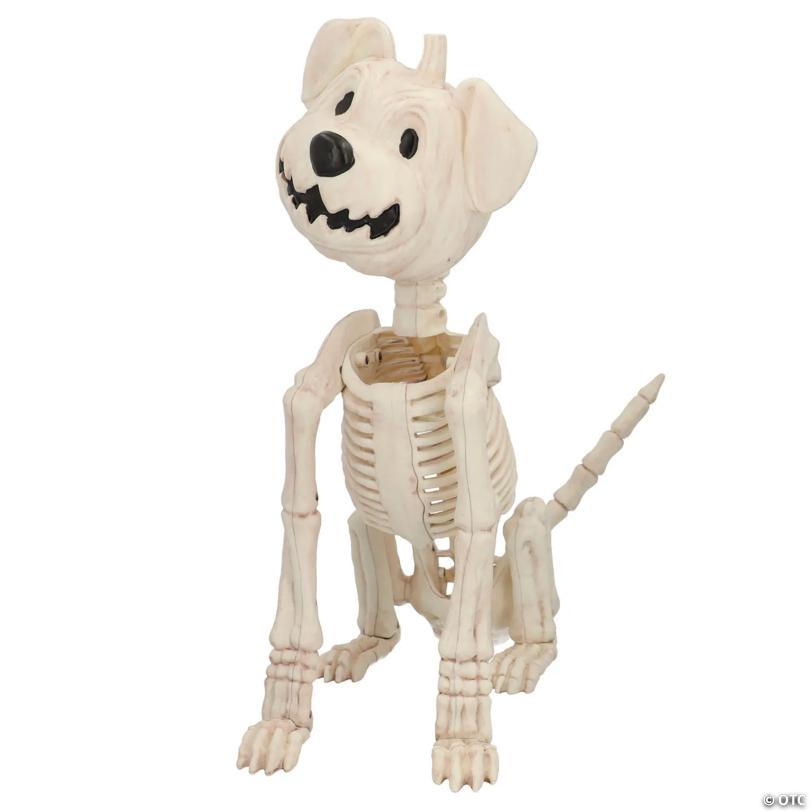 24 1/4" Sitting Pumpkin-Head Dog Skeleton Halloween Decoration