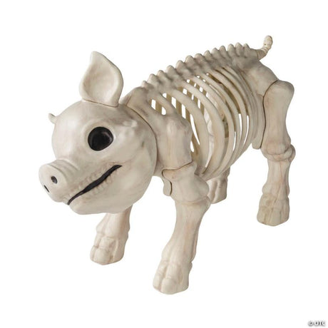 Standing Pig Skeleton Halloween Yard Decoration for Fall Display, stands upright for an eerie Halloween yard display