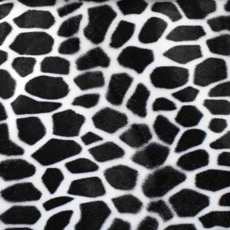 Black Velboa Fur Giraffe Animal Short Pile Fabric,