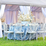 Round Polyester Tablecloth 120" Seamless Mirage Jacquard Dusty Blue