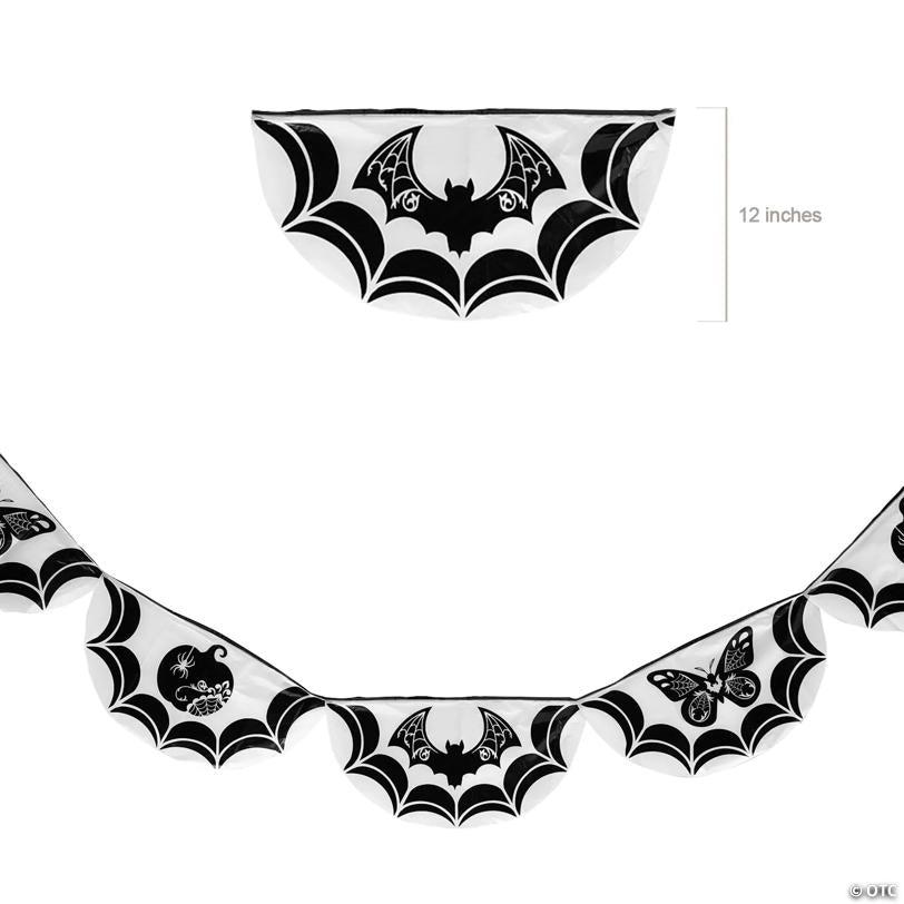 24 ft. x 12" Black & White Halloween Eerie Elegance Plastic Bunting