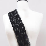Black Beaded Alencon Lace Trim 3.75in