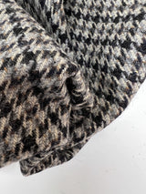 Virgin Wool Houndstooth Tweed Gray-Beige