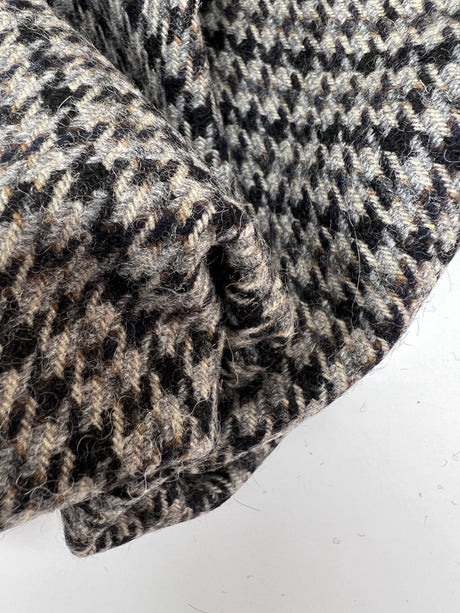 Virgin Wool Houndstooth Tweed Gray-Beige