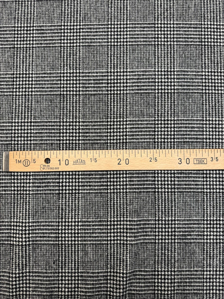 Wool Blend Tweed Checked Gray