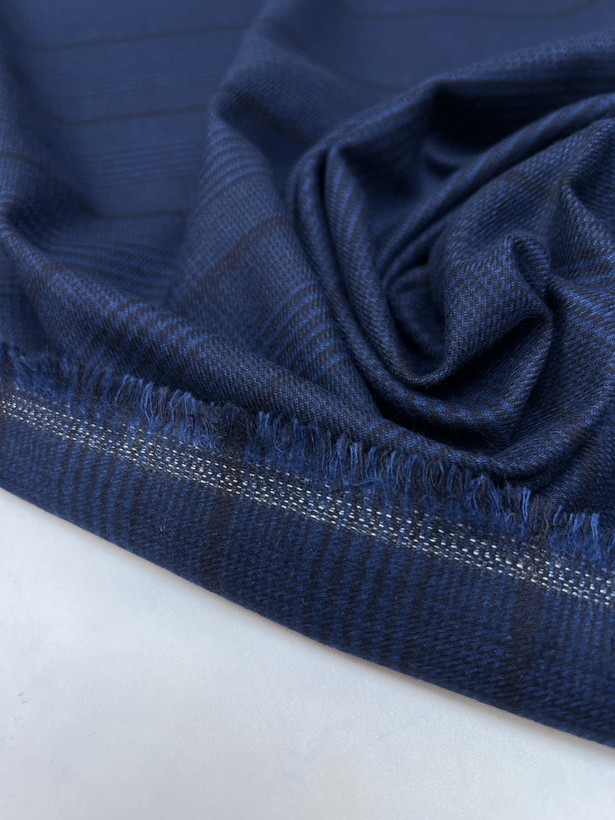 Polyamide Tweed Striped Checked Blue Black