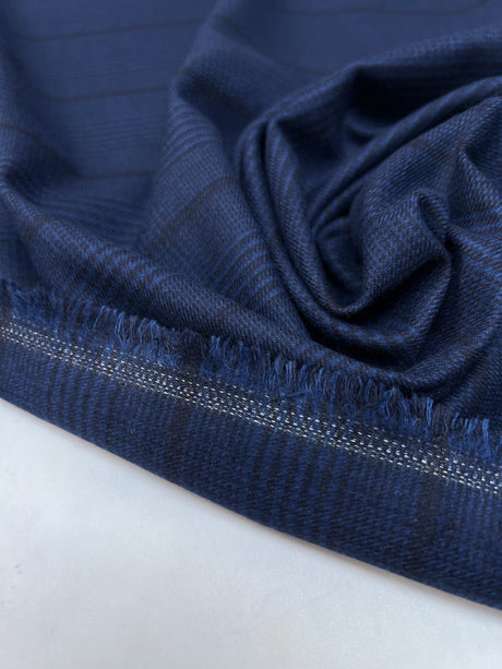 Polyamide Tweed Striped Checked Blue Black