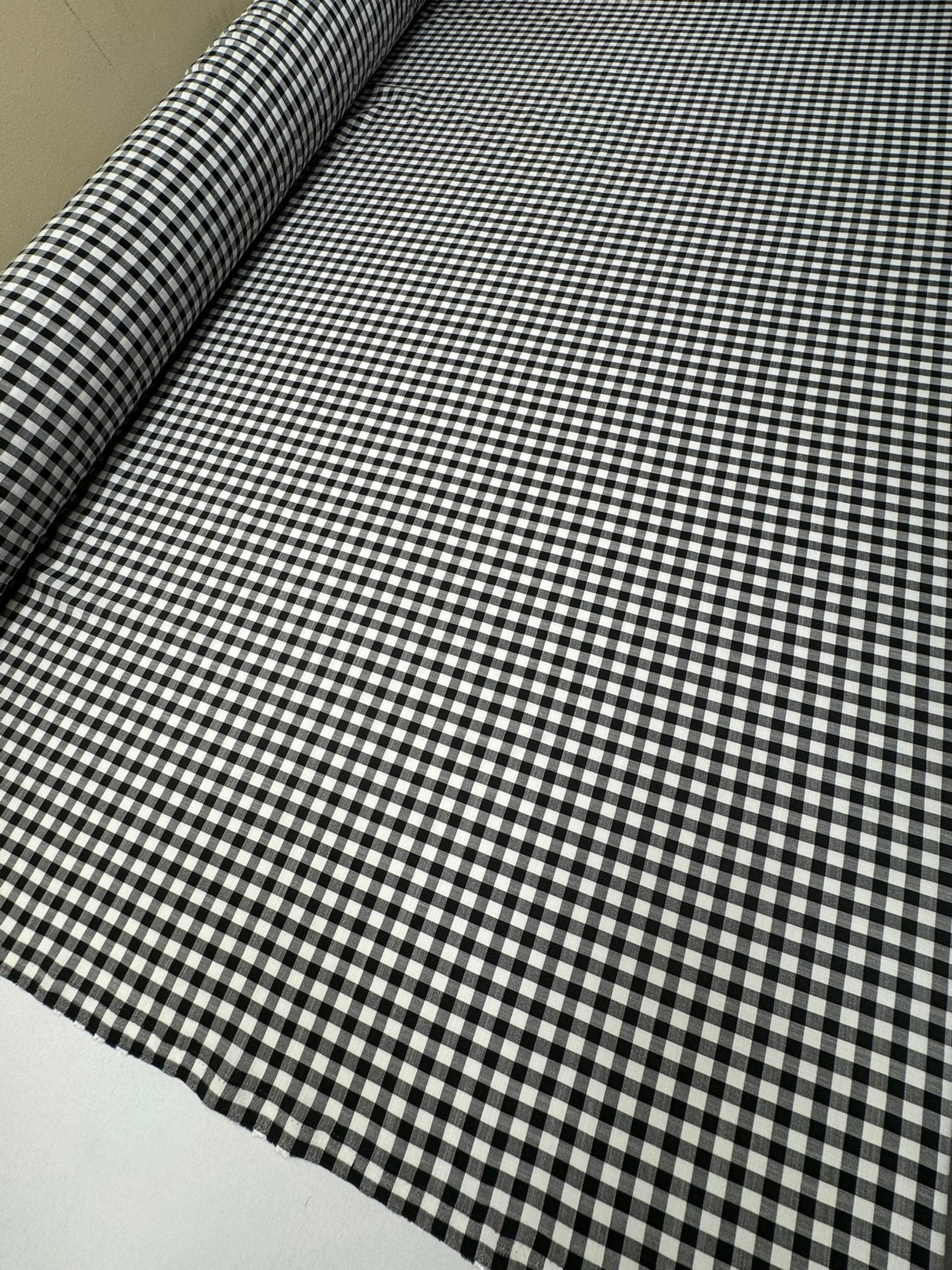 Viscose Blend Checked Fabric Black White