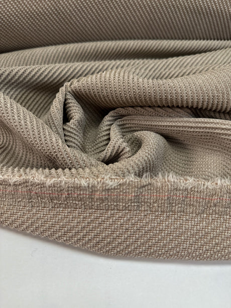 Wool Blend Jacquard Beige Striped Stretch