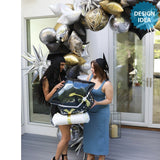 Graduation Foil Balloon Black Grad Cap & White Diploma