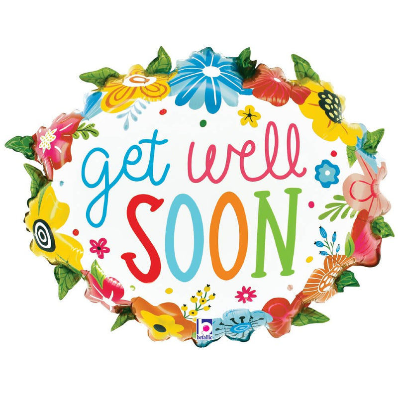Foil Balloon Get Well Floral Wreath 25 Inch