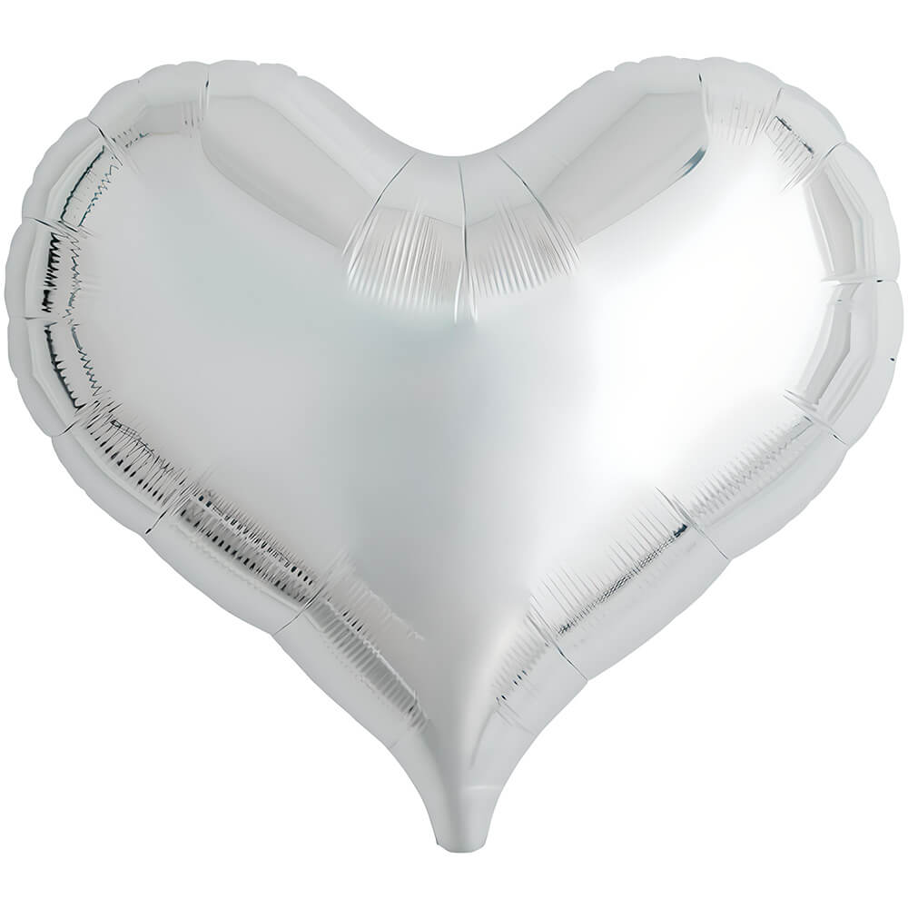 Foil Balloon Metallic Silver Heart
