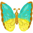 Butterfly Foil Balloon 25 Inch Mint & Yellow