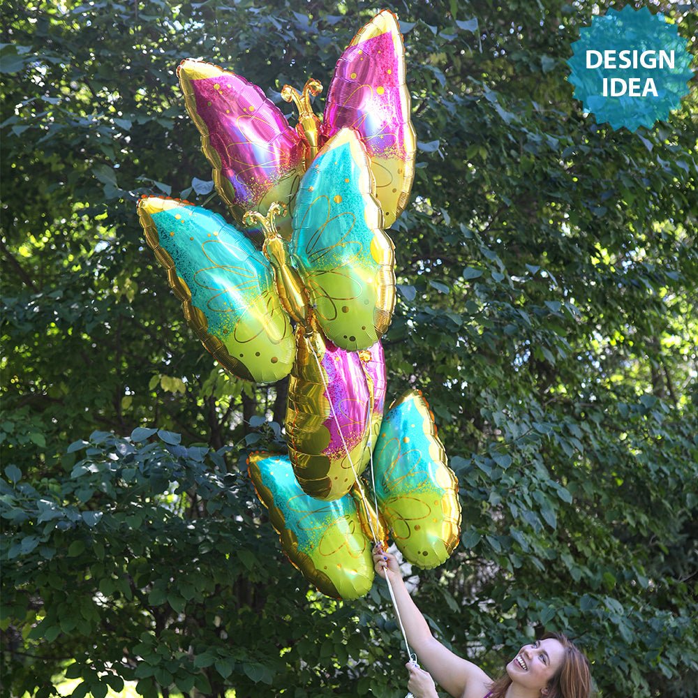 Butterfly Foil Balloon 25 Inch Mint & Yellow