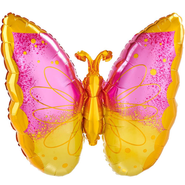 Butterfly Foil Balloon 25 Inch Pink & Yellow