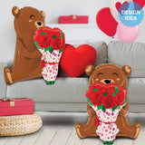 Foil Balloon Rose Bouquet Bear 25 Inch