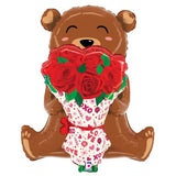 Foil Balloon Rose Bouquet Bear 25 Inch