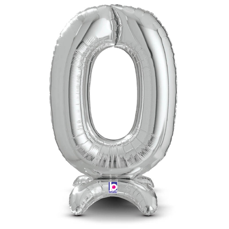 Foil Balloon Number 0 Silver StandUp