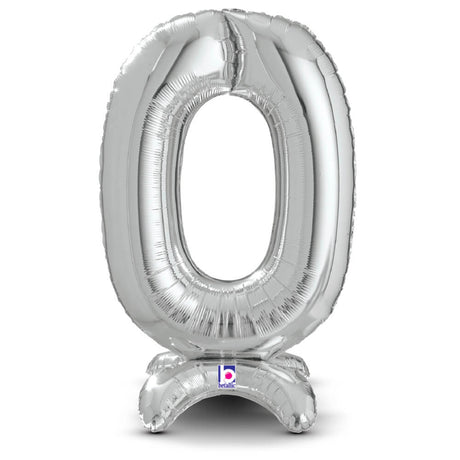 Foil Balloon Number 0 Silver StandUp
