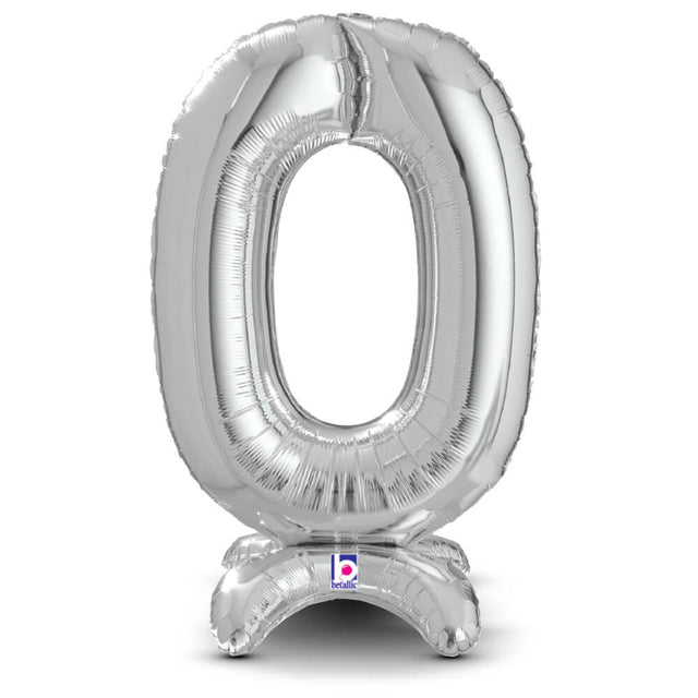 Foil Balloon Number 0 Silver StandUp