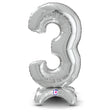 Foil Balloon Number 3 Silver StandUp