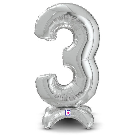 Foil Balloon Number 3 Silver StandUp