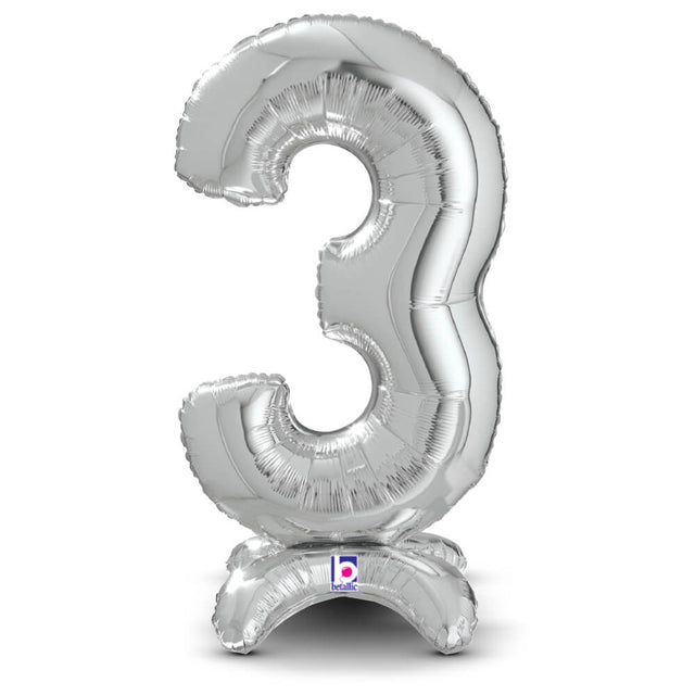 Foil Balloon Number 3 Silver StandUp