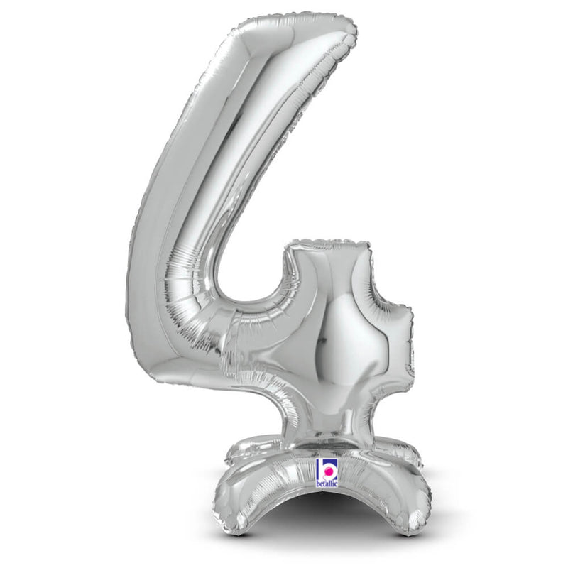 Foil Balloon Number 4 Silver StandUp