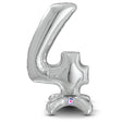 Foil Balloon Number 4 Silver StandUp