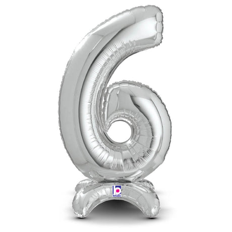 Silver Number 6 Foil Balloon