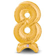 Gold Number 8 StandUp Balloon