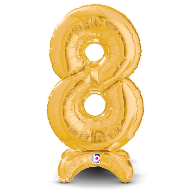 Gold Number 8 StandUp Balloon