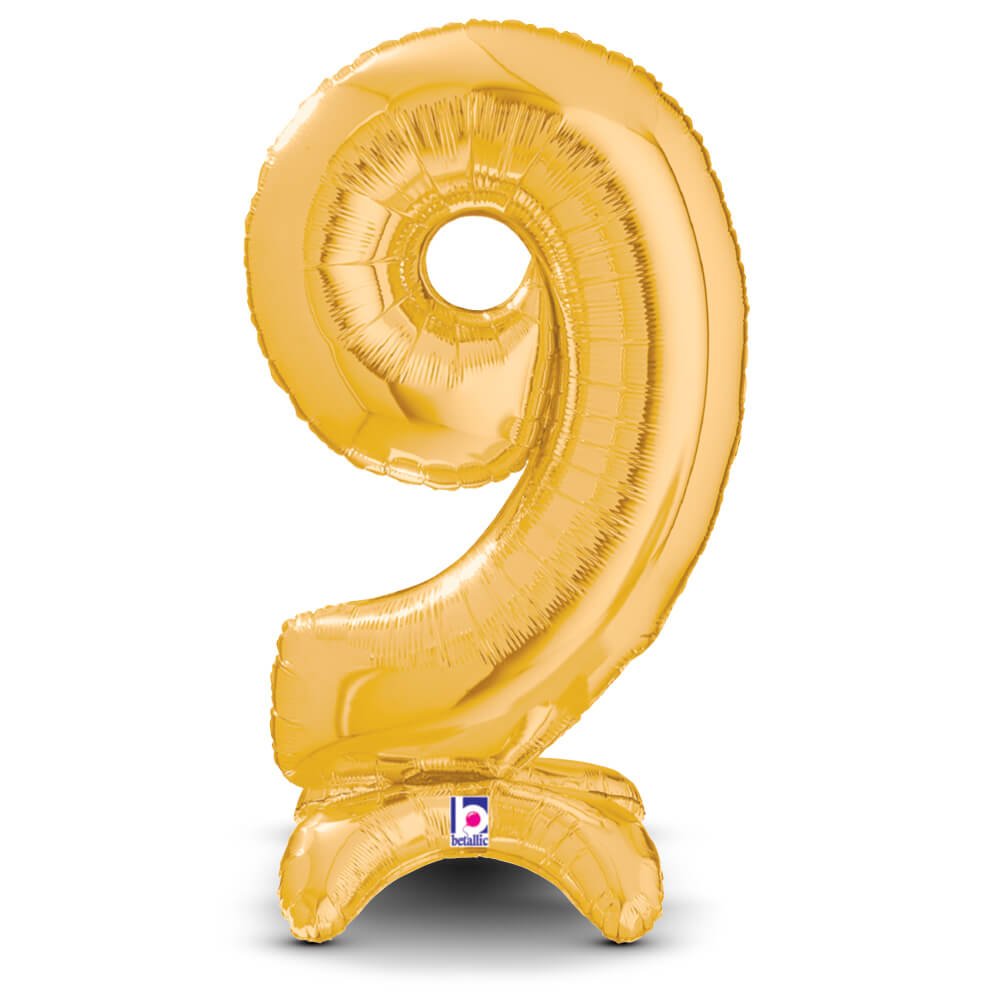 Gold Number 9 StandUp Balloon