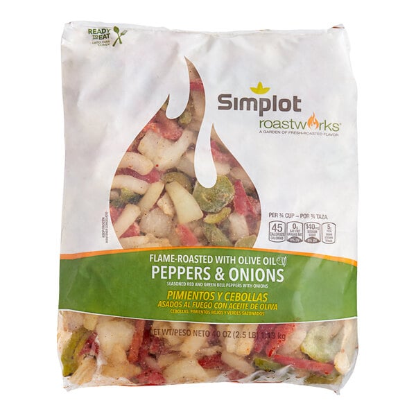 Simplot RoastWorks Flame-Roasted Peppers and Onions 2.5 lb. Bag - 6/Case