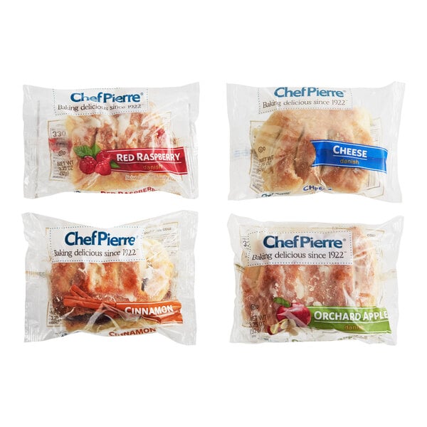 Chef Pierre Individually Wrapped Assorted Danishes 3.25 oz. - 24/Case