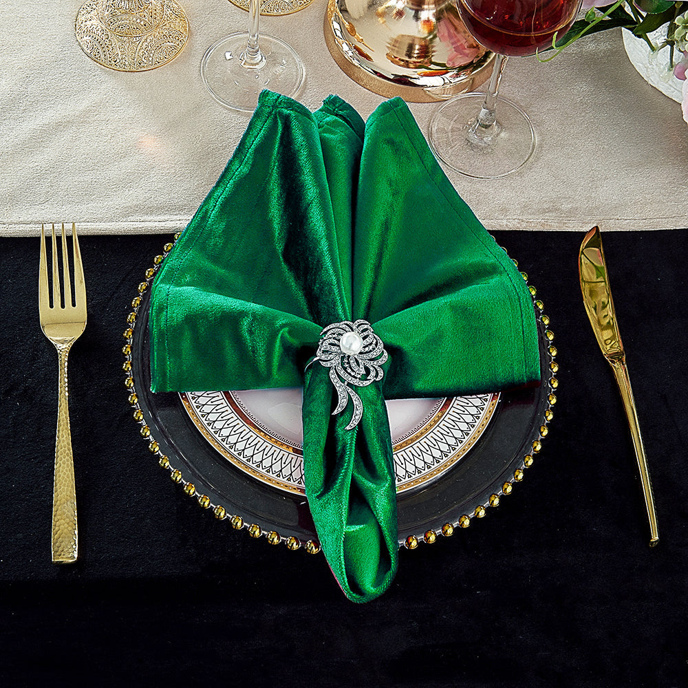 Velvet Dinner Napkin 20x20 Emerald Green